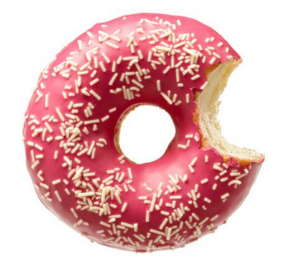 DONUT FRUTILLA CON TOPPING CHOCOLATE BLANCO